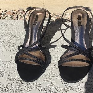 NWT Unlisted Black crystal strappy heels size 8